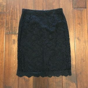 Black lace pencil skirt